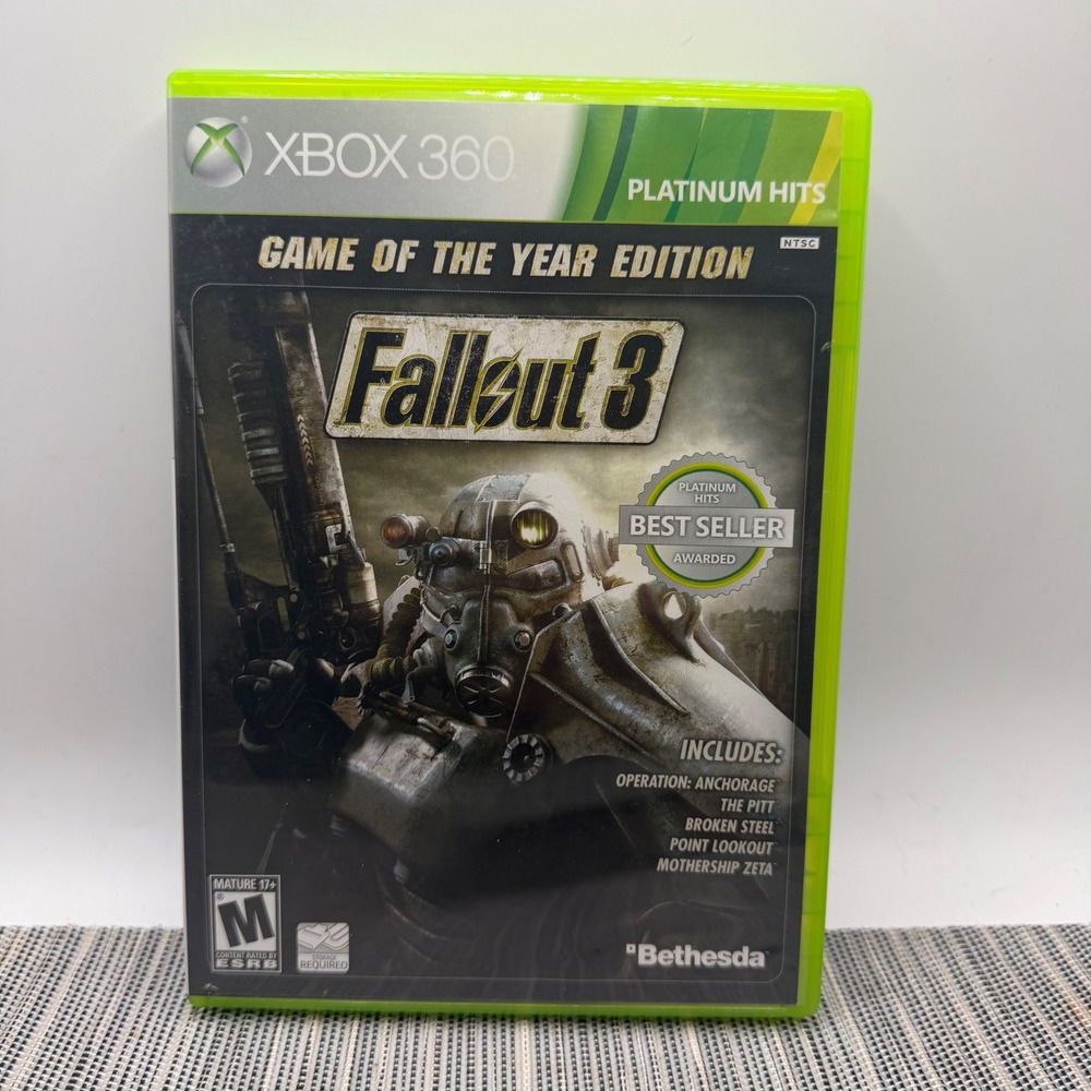 Fallout 3 Game of the Year Edition Xbox 360 Platinum Hits CIB 2-Disc Set Manual